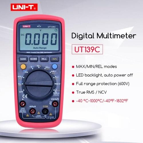 UNI-T UT139C True RMS Digital Multimeter DC AC Voltage current meter Resistance Capacitance frequency Temp tester Diode test NCV