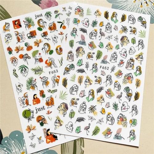 F-652-653 Abstract girl 3D Back glue Nail decal Nail sticker Nail decoration Nail art Nail ornament