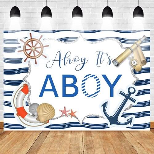 Boy Birthday Photography Backdrops Sailing Adventure Theme Party Background for Children Summer Holiday Sea Telescope Shell