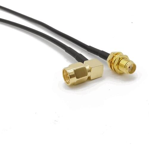 ALLISHOP SMA Female Bulkhead to SMA Male Right Angle RF Cable RG-174 WiFi Antenna Extension Cable 7CM-1M