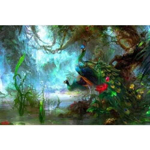 Oil Painting HD Print On Canvas Wall Art, Beautiful peacock 24x36inch Unframed