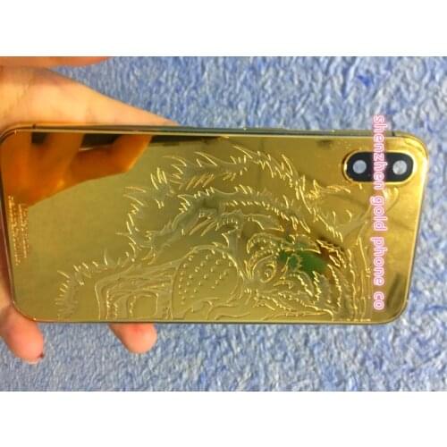 For phone X 8mu real gold plated Housing with Metal Frame Battery Door Replacement full set with customized design