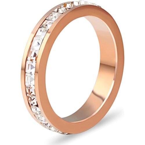 Fashion Womens 2mm Rhinestone Titanium Steel Ring Jewelry Accessories