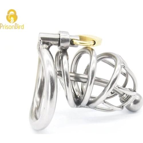 Male Penis Training Couple Sex Games Flirt Toy High Quality Male Chastity Device Bird Lock Stainless Steel Cock Cage A 225-1