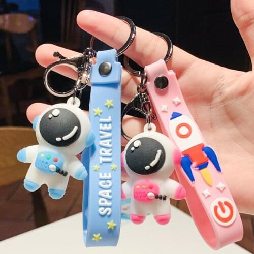 New Creative Cartoon Astronaut Keychain Cute Spaceman Pendant For Woman Bag Childrens Book Backpack Key Chains Couple Girl Gift
