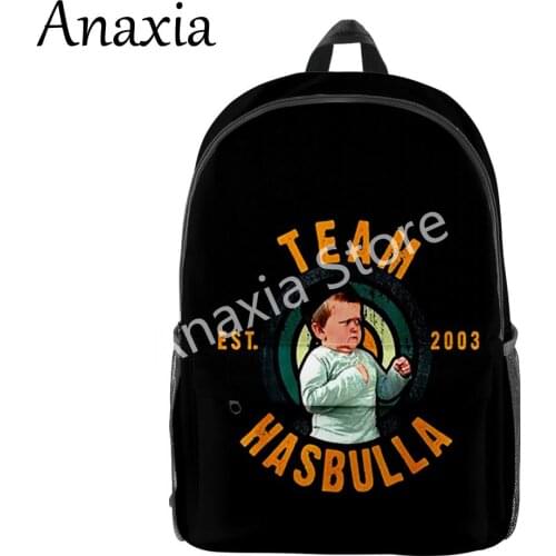 Team hasbulla new 3D mersh Cloth Shoulder Backpack Printed Multi Zipper Pack Casual School Bag mini bag for children