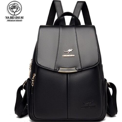 New High Quality Leather Backpack For Women High Capacity Travel Backpack Luxury Designer Ladies Bags 2021 Girls Schoolbags Sac