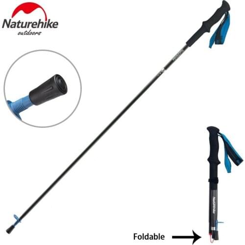 Naturehike Ultralight Carbon Fiber Foldable Walking Sticks 4-sections Adjustable length Trekking Poles with Comfortable handle