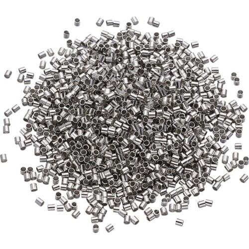 Pandahall 10g 1700pcs 1.5mm Brass Tube Crimp End Beads For Jewelry Making DIY Findings Nickel Free Platinum Color, hole: 1mm