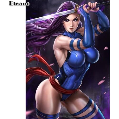 Print Canvas Game Blue Tights Swordsman Sexy Girl Art Poster 40x60 50x70 60x90 Custom Living Room Bedroom Hanging Picture