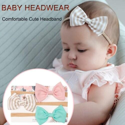3pcs/Lot Hairband Headwear Headdress Soft Comfortable No Tight Flower Bowknot Turban For Baby Girls Children Hair Accessories