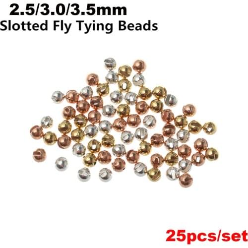 25 PCs/Lot 2.5mm/3.0mm/3.5mm Durable Slotted Tungsten Beads Fly Tying Beads Nice-Designed Fly Tying Material Fishing Accessories