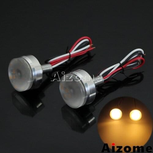 Silver Motorcycle 1" Handlebar Grip LED Turn Signal Lights Bar End Turn Indicator Blinkers For Harley Cafe Racer Chopper Custom