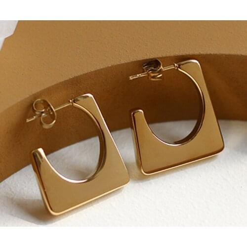 Trapezoid hoop earrings for women stainless steel gold geometry hoop earrings minimalist chic fashion earrings 2021
