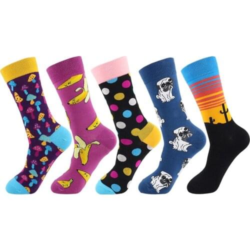 American Style Street Mens Tube Cotton Casual Mushroom Wave Socks