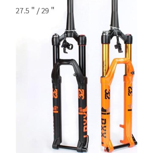 27.5 29Inch MTB Bicycle Air Suspension Fork Travel 140mm Rebound Adjustment Thru Axle 100*15mm Boost Tapered Tube