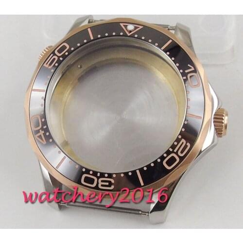 41mm Rose Golden Rotating Watch Case Ceremic Bezel Fit for MIYOTA 8215 Automatic Movement