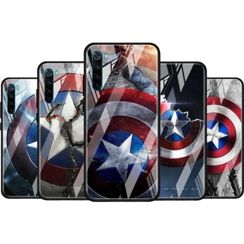 Avengers Shield Marvel for Xiaomi Redmi K40 K30 K20 Pro Plus 9C 9A 9 8A 7 Luxury Shell Tempered Glass Phone Case Cover