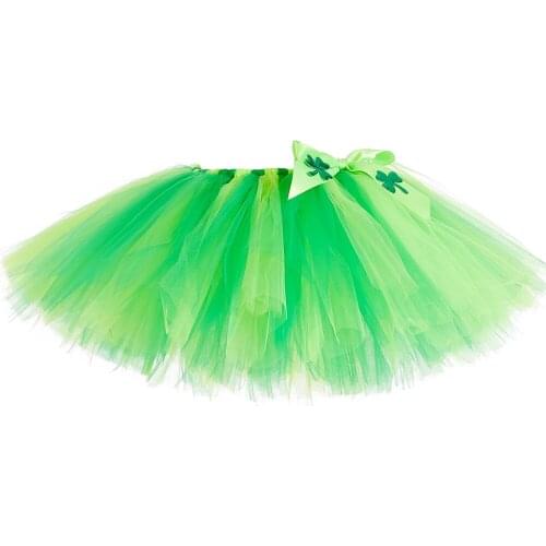 Green Baby Girls Tutu Skirt with Bow Fluffy Children Princess Tulle Skirt Holiday Party Dance Toddler Kids Tutu Mini Skirt 0-14Y
