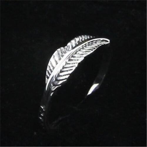 Size 6-10 Dropship 925 Sterling Silver Ring Newest Lady Girls S925 Fashion Band Party Feather Ring