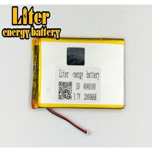 1.25MM 2pin connector 4040100 3.7V 2000mah Lithium Polymer Battery for e-books GPS PDA Recreational machines