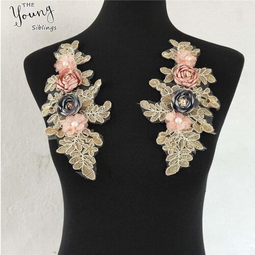 1 piece for sale lace chest decoration 3D three-dimensional flower sequin embroidery DIY clothing craft supplies accessories