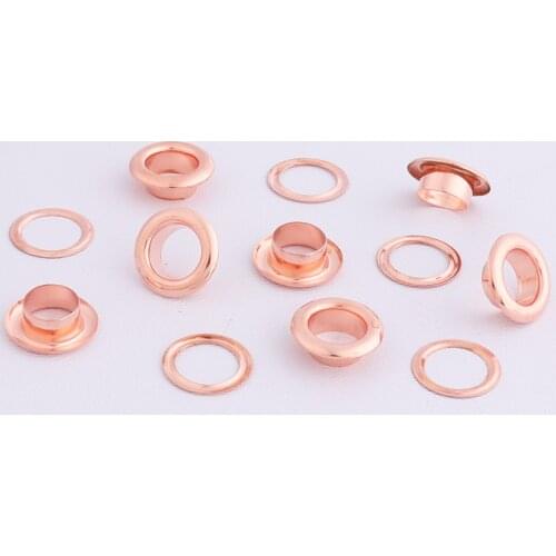 100sets 6mm(hole) Rose gold Eyelets Grommets Round Grommet Eyelets for Sewing Clothes Leathercraft Canvas Accessories Shoe