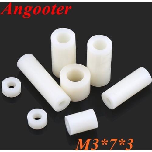 1000pcs M3*7*3 M3x3 Nylon ABS Non-Threaded Standoff Spacer Round Hollow Standoff Washer ID=3mm OD=7mm PCB Board Screw Spacers