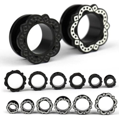 2PCS Flower Ear Plugs and Tunnels Ear Flesh Piercing Stainless Steel Earlet Gauges Screw Earring Expander Stretcher Body Jewelry