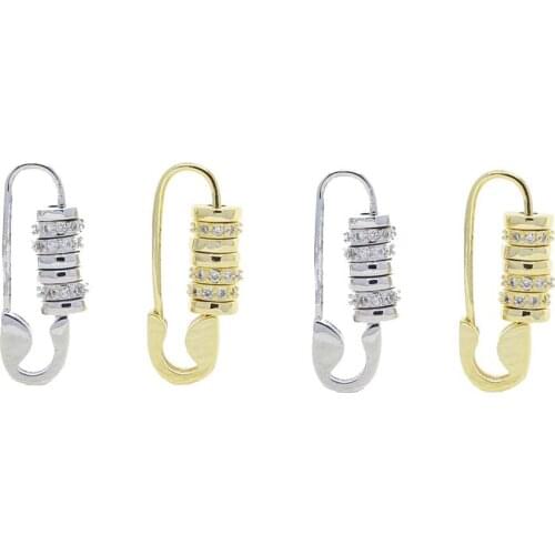 2021 Valentines Day Gift Fashion Women untique Jewelry Multi CZ coin round Band Unique Trendy Safety Pin Earrings