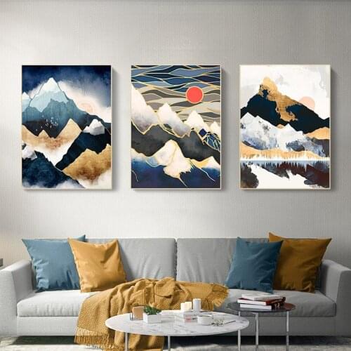 3pcs Sunrise Mountain Canvas Poster Print Landscape Modern Abstract Wall Art Painting Pictures for Living Room Home Decor