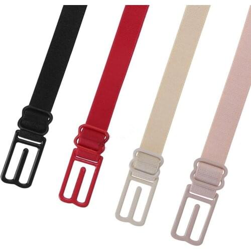 4pcs Mixed Colors Women Elastic Band Non-Slip Adjustable Bra Straps Holder Belt with Buckle