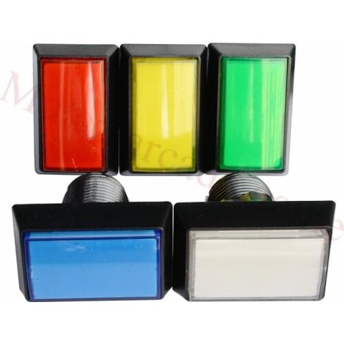 10PCS/Lot 51*33mm Bevel edge game machine Rectangle Arcade Button with led lamp illuminated 5 Colors
