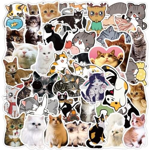 50PCS New Kawaii Cat Stickers For Girl Cute Cartoons Animal Decals DIY Suitcase Stationery Fridge Water Bottle Guitar Sticker