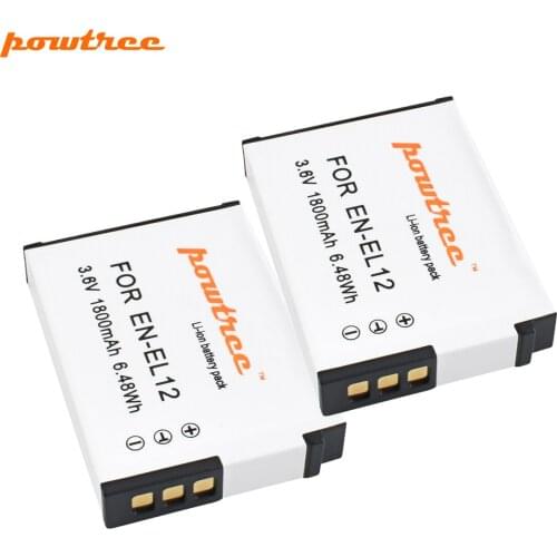 Powtree 1800mAh EN-EL12 EN EL12 Battery for Nikon CoolPix S610 S610c S620 S630 S710 S1000pj P300 P310 P330 S6200 S6300 S9400 L10