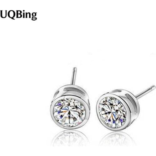 Free Shipping Fashion Plata 925 Sterling Silver Stud Earrings Zircon Crystal Silver Earrings Jewelry Pendientes de Plata Brincos