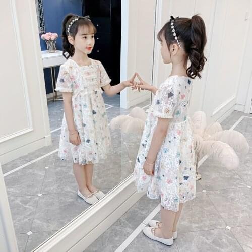 Teen Childrens Dresses for Girls Short Summer Costume Kids Sweet Preppy Style Ruffle Hem Plaid Shirt Dress Girl Child Clothing