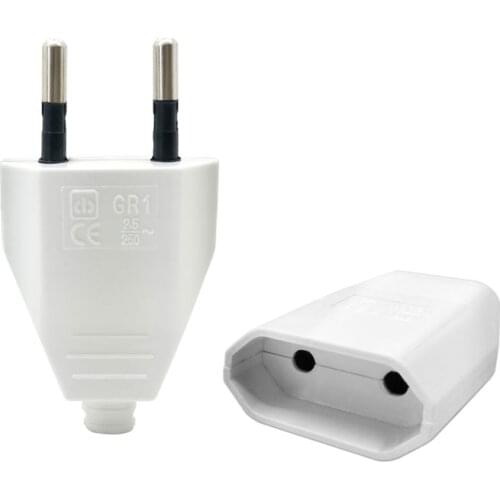 EU Russian Male Female Electronic Connector AC Power Connector Plug with Socket Power Cord Convertor Rewire Plug Adapter 2.5A