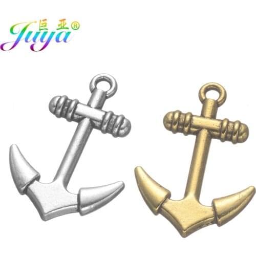 Juya 10pcs Wholesale DIY Bracelets Making Hook Clasps Supplies Antique Silver Color Connectors Anchor Hooks Accessories