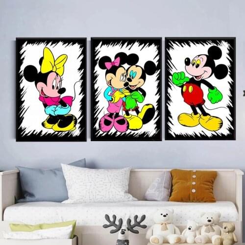 Disney Anime Canvas Painting Romantic Mickey Mouse Lover Posters and Prints Wall Art Picture Living Room Decoration Home Decor