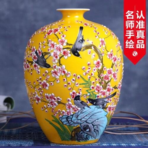 Ceramic vase flower arrangement Chinese style home living room porch decoration TV cabinet porcelain decoration wedding