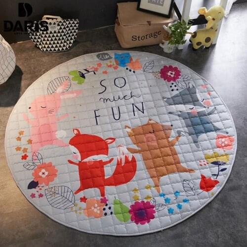 46 Living Room 150cm Round Kids Toy Storage bag Portable Cartoon Storage Basket For Toy Baby Playing Floor Blanket Mat