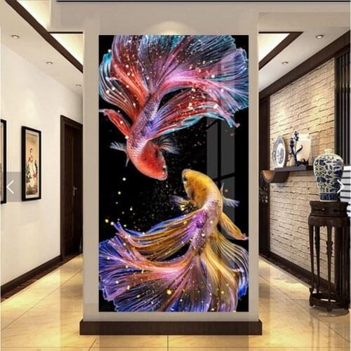 Round diamond embroidery Fantasy Fish 5 d diamond painting full drill crystal 3d puzzle mosaic diamond cross stitch koi