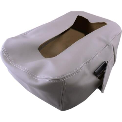 Microfiber Leather Console Lid Seat Armrest Top Cover fit for Silverado Suburban Tahoe Sierra 2007-2013 (Gray)