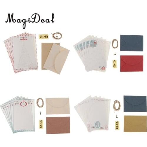 Merry Christmas Writting Letters Paper Envelope Santa Claus Self Adhesive Stickers Labels Xmas Tree Pendent Set