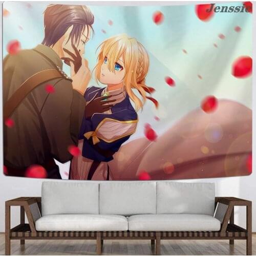 Violet Evergarden Wall Tapestry Decoration Japanese Anime Girl Print Wall Hanging Tapestry For Living Room Bedroom Dorm Tapestry
