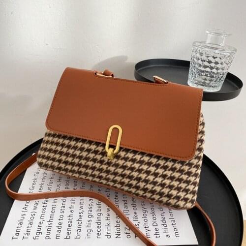 2021 New Women Shoulder Bag Fashion Houndstooth Autumn Winter Crossbody Messenger Bags for Woman Luxury Design Shopping Bag