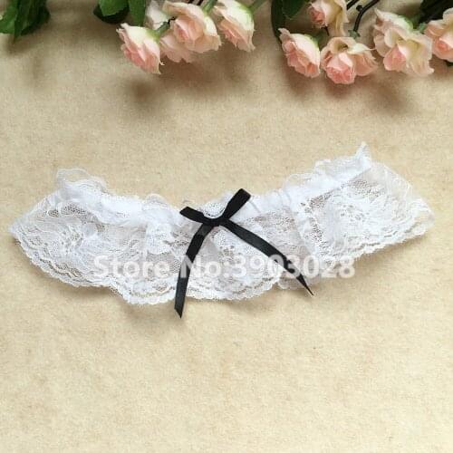 NEW Sexy Women Lace Floral Garter Belts Girl Bowknot Wedding Bridal Party Pub Club Evening Can Wear Neck or Leg Rings Loops Maid