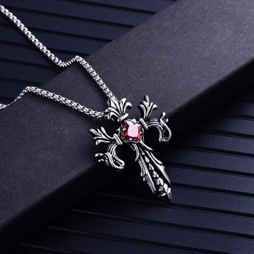 New Personality Hyun-Cool Design Necklace Hiphop Style Cubic Zircon Cross Double Dragon Pendant Snake Chain For Male Female
