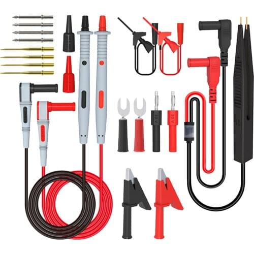 P1503E Multimeter Test Leads Kit with Tweezers to Banana Plug wire Test Hook Probes Alligator Clips Replaceable Needles